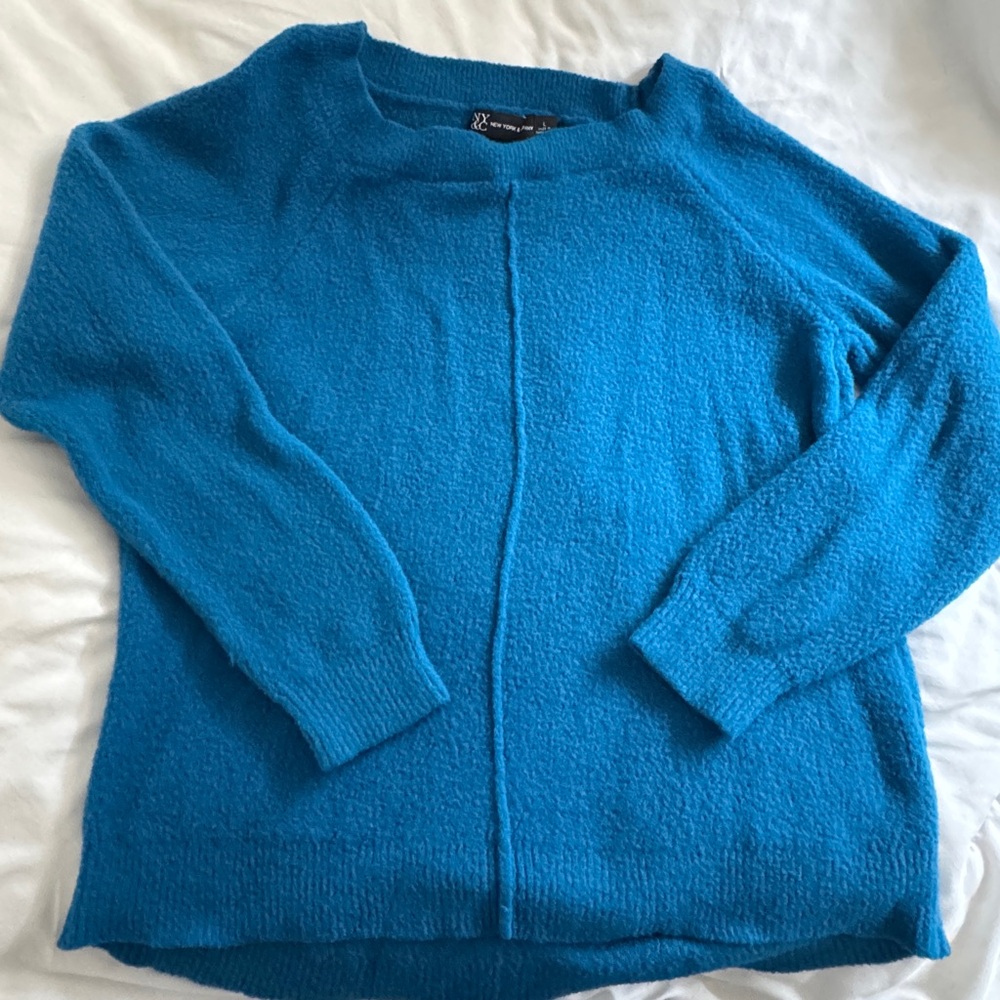 New York & Company Vibrant Blue Crew Neck Sweater